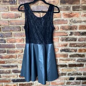 Walter by Walter Baker Black Lace Metallic Sleeveless Fit & Flare Dress Medium